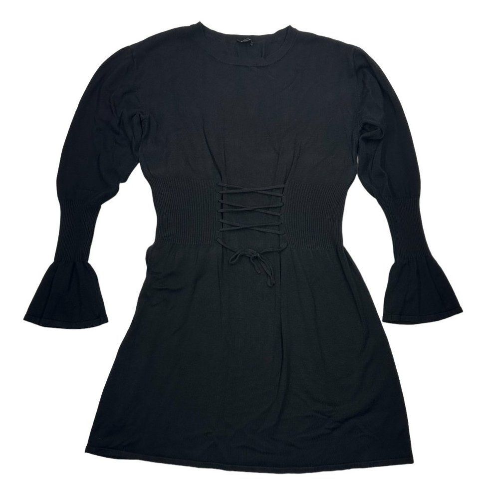Express Bell Sleeve Corset Waist Sweater Dress (L)